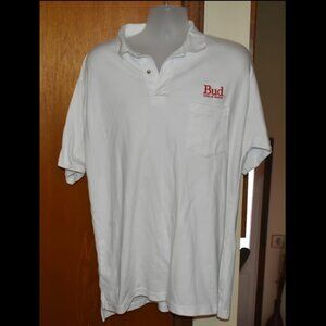 Vantage Embroidered Logo Golf Polo Shirt White Size L 100% Cotton